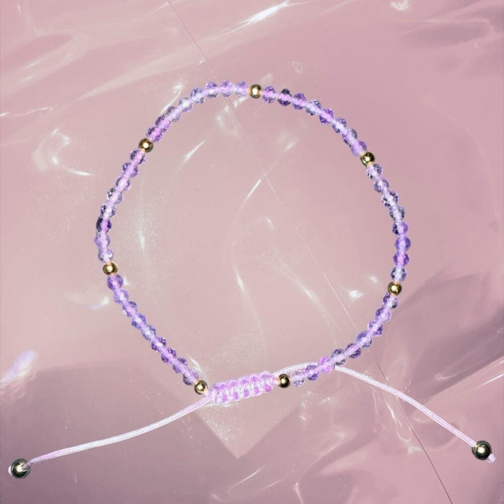 Y2K birthstone Purple amethyst beaded bracelet friendship lucky bracelet